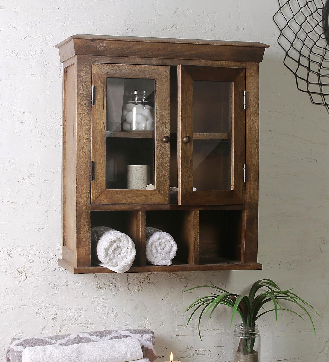 Buy Mango Wood Brown 5 Compartment Bathroom Cabinet by Fabuliv Online ...