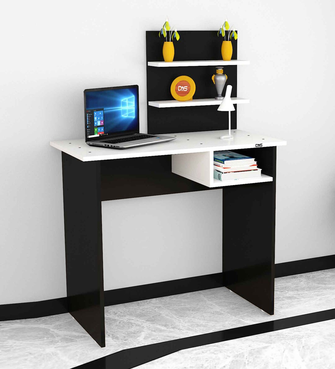 Buy Felipe Writing Table in Black & Frosty White Finish Online Modern