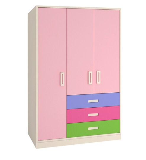 Buy Fiona Kid S Three Door Wardrobe In English Pink Finish By