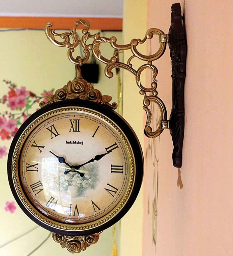 Buy Brown Fibre Double Sided Modern Wall Clock At 22% Off By Funkydecors |  Pepperfry