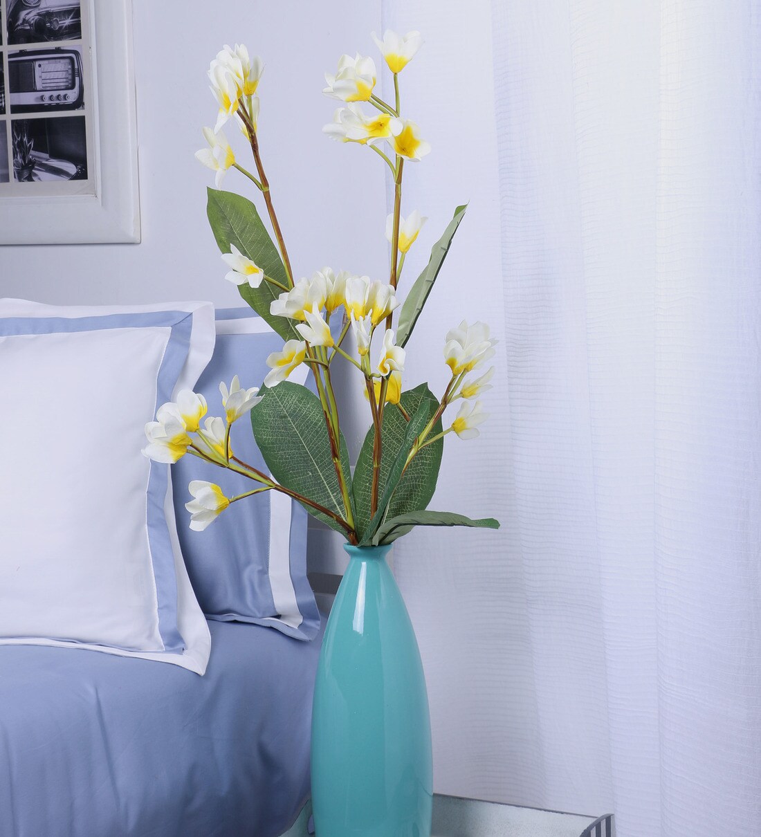 Buy White & Yellow Polyethylene Artificial Frangipani Flowers by