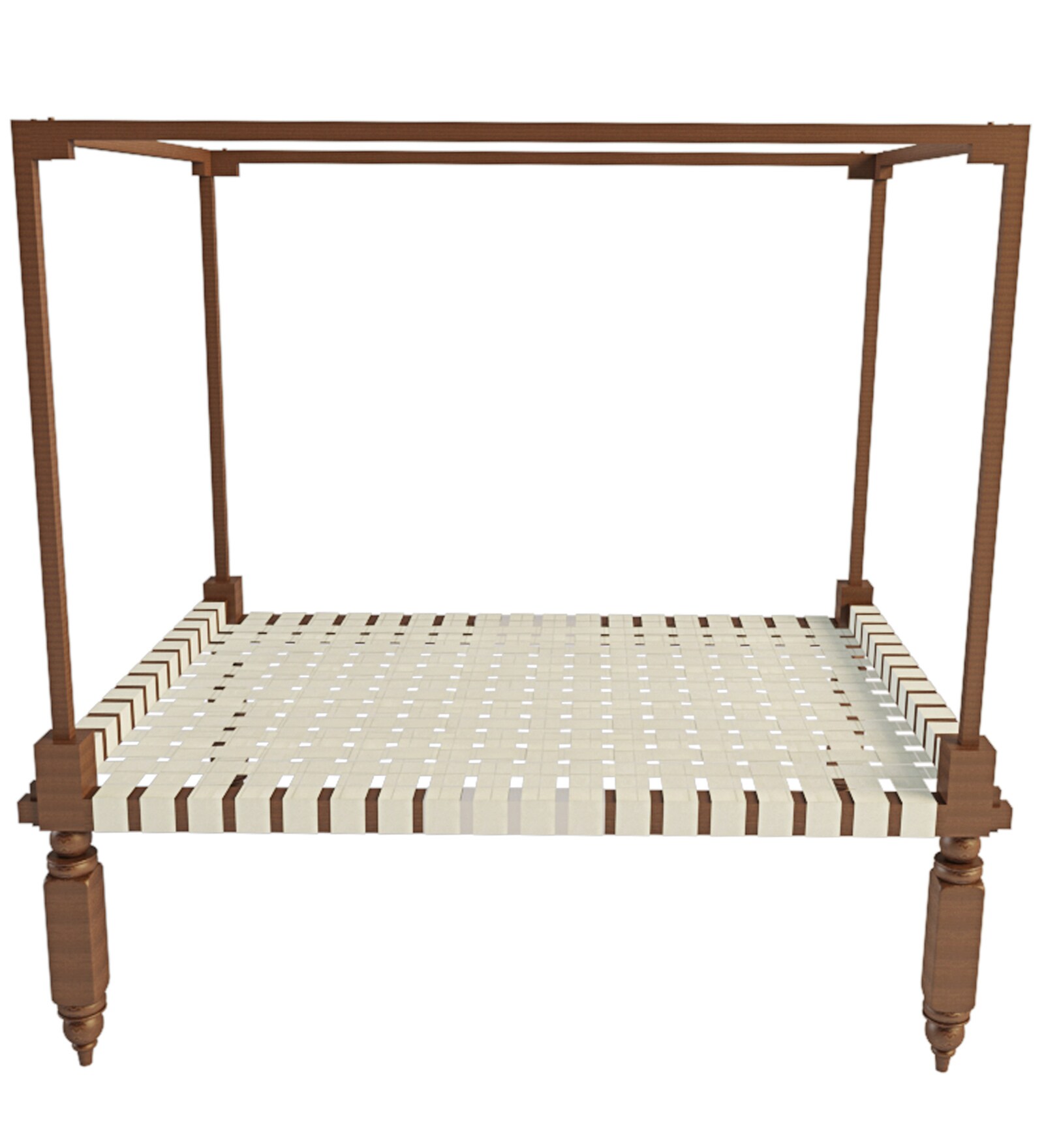 Buy Four Poster Teak Wood Khatiya Queen Bed by Online Poster Beds Beds Pepperfry