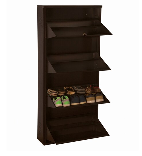 Buy 24 Inches Double Decker Four Door Shoe Rack In Coffee Colour By Delite Kom Online Tilt Out Shoe Racks Shoe Racks Furniture Pepperfry Product