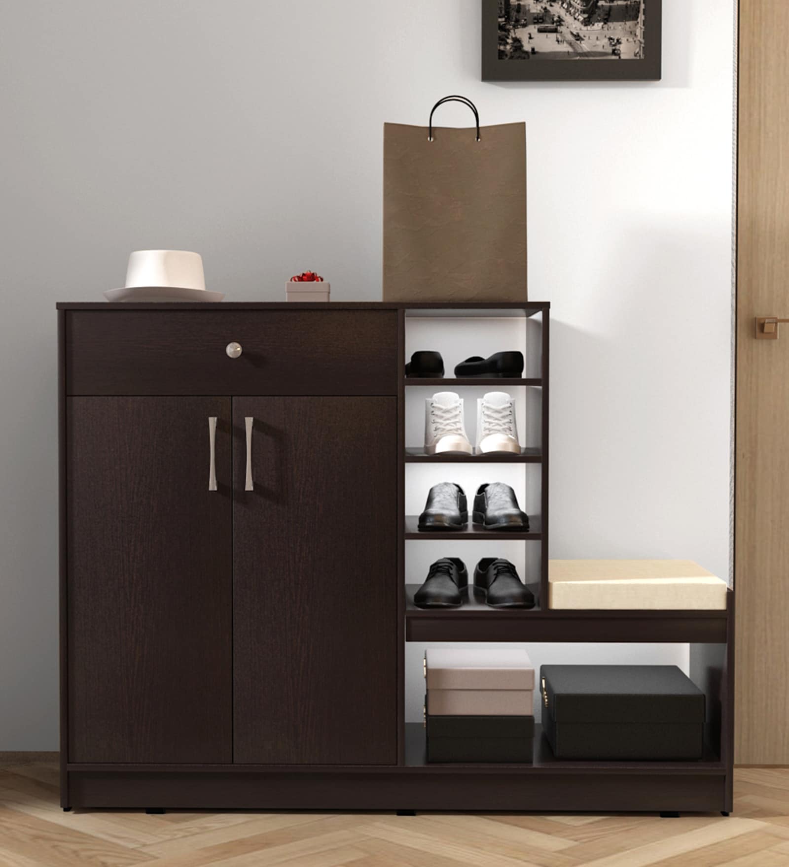 Shoe Rack Wit Seating Buy Francisca Shoe Rack with Seating in Wenge Finish at 26% OFF by Wood ...