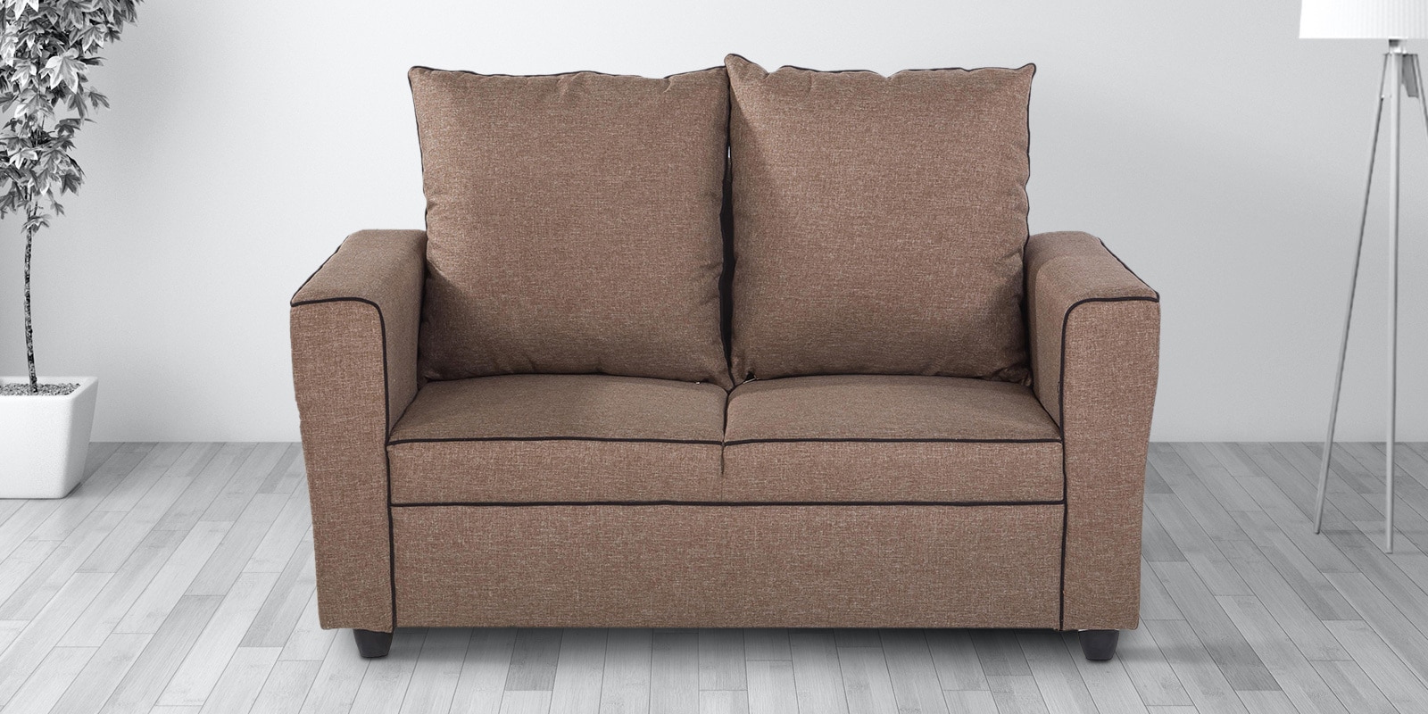 Buy Fresno Fabric 2 Seater Sofa in Brown Colour at 28 OFF by Solace