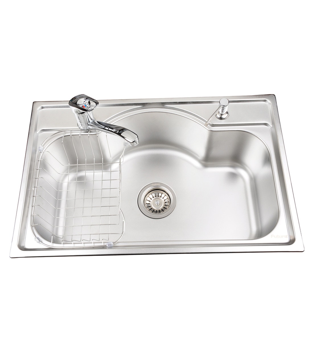 Buy Futura Stainless Steel Single Bowl Kitchen Sink With Drainer FS   Futura Stainless Steel Single Bowl Kitchen Sink With Drainer   Fs 2718 Futura Stainless Steel Single Mhpxlg 