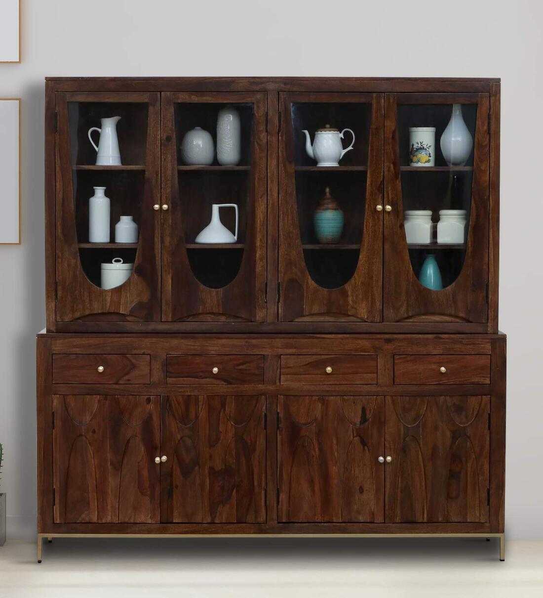 Buy Gafieira Sheesham Wood Crockery Unit In Provincial Teak Finish