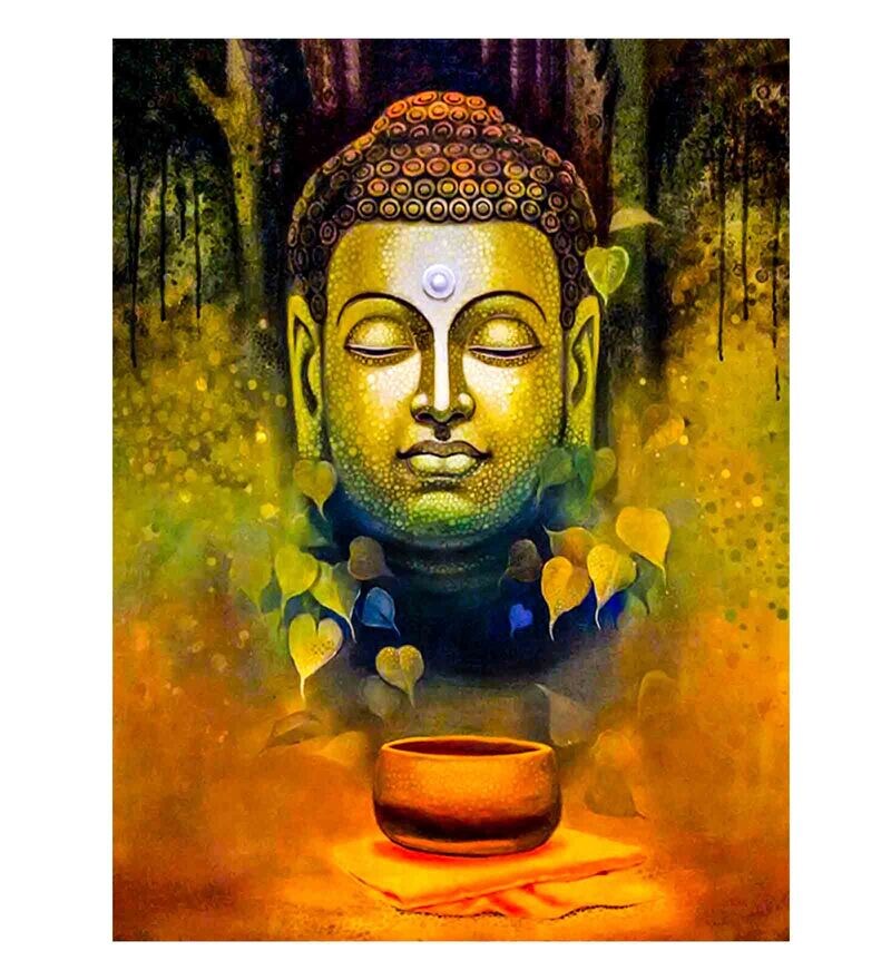 gautam buddha glass painting