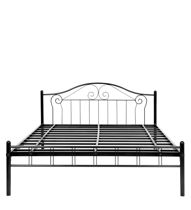 Buy Geneva Queen Size Bed in Black Finish by FurnitureKraft Online