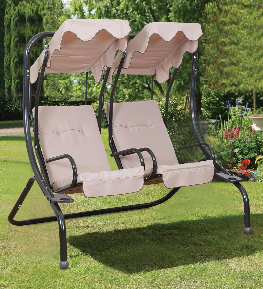 Buy Glider Swing with Canopy in Cream Colour by RoyalOak Online