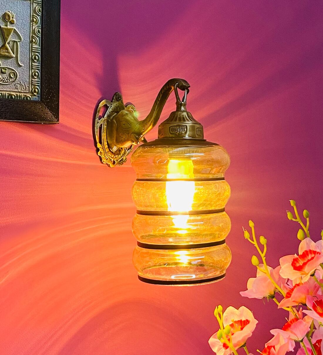 Buy Gold & Black B22 holder Metal & Glass Uplight Wall Scone at 74% OFF ...