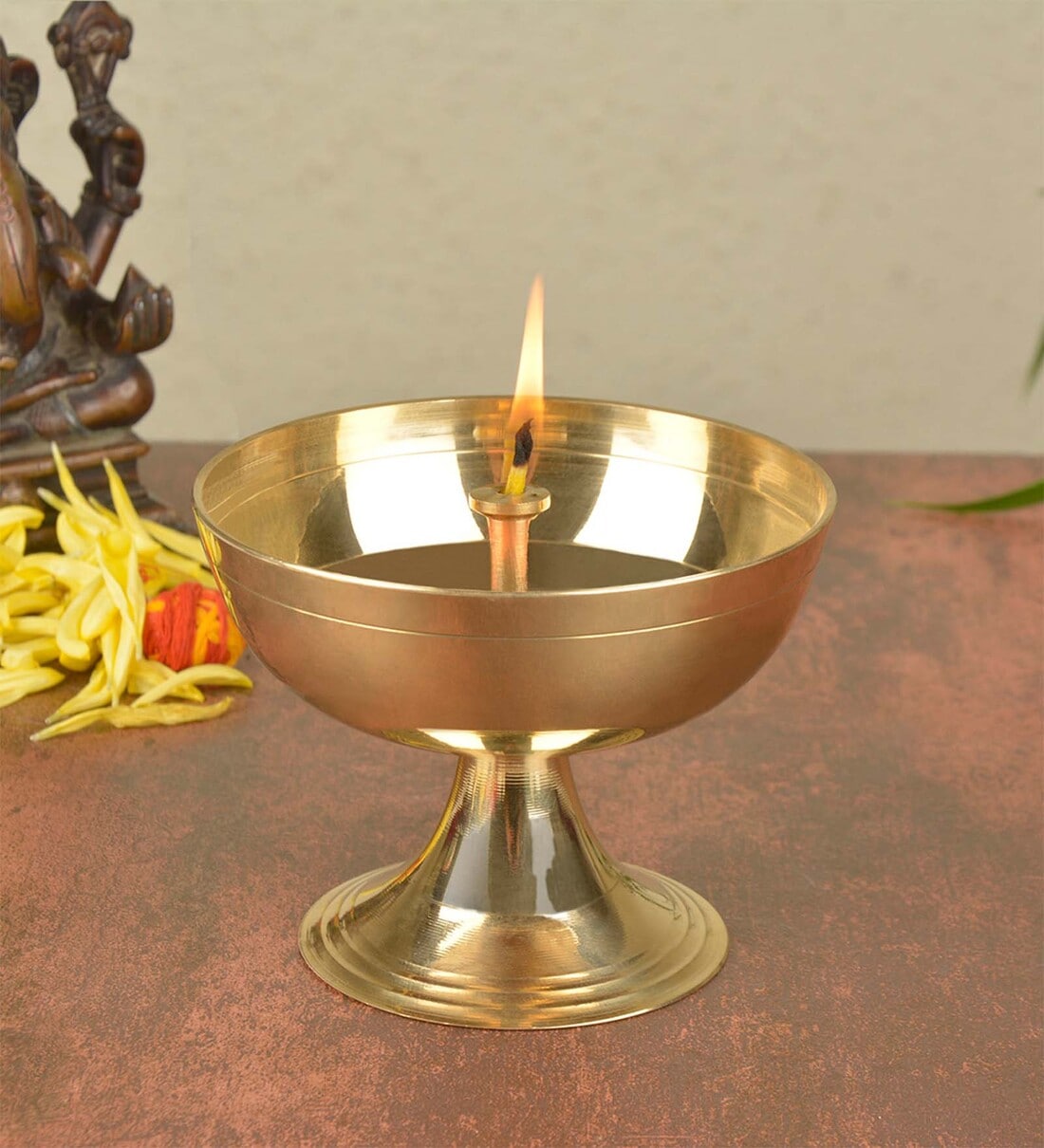 Buy Gold Brass Handcrafted Pure Premium Big Akhand Jyoti Diya By Stylemyway At Off By