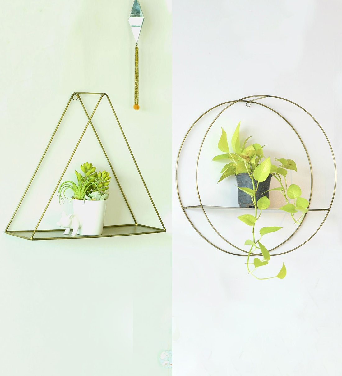 Buy Gold Metal Hanging Planters Set of 2 by 1 BHK at 100 OFF by 1