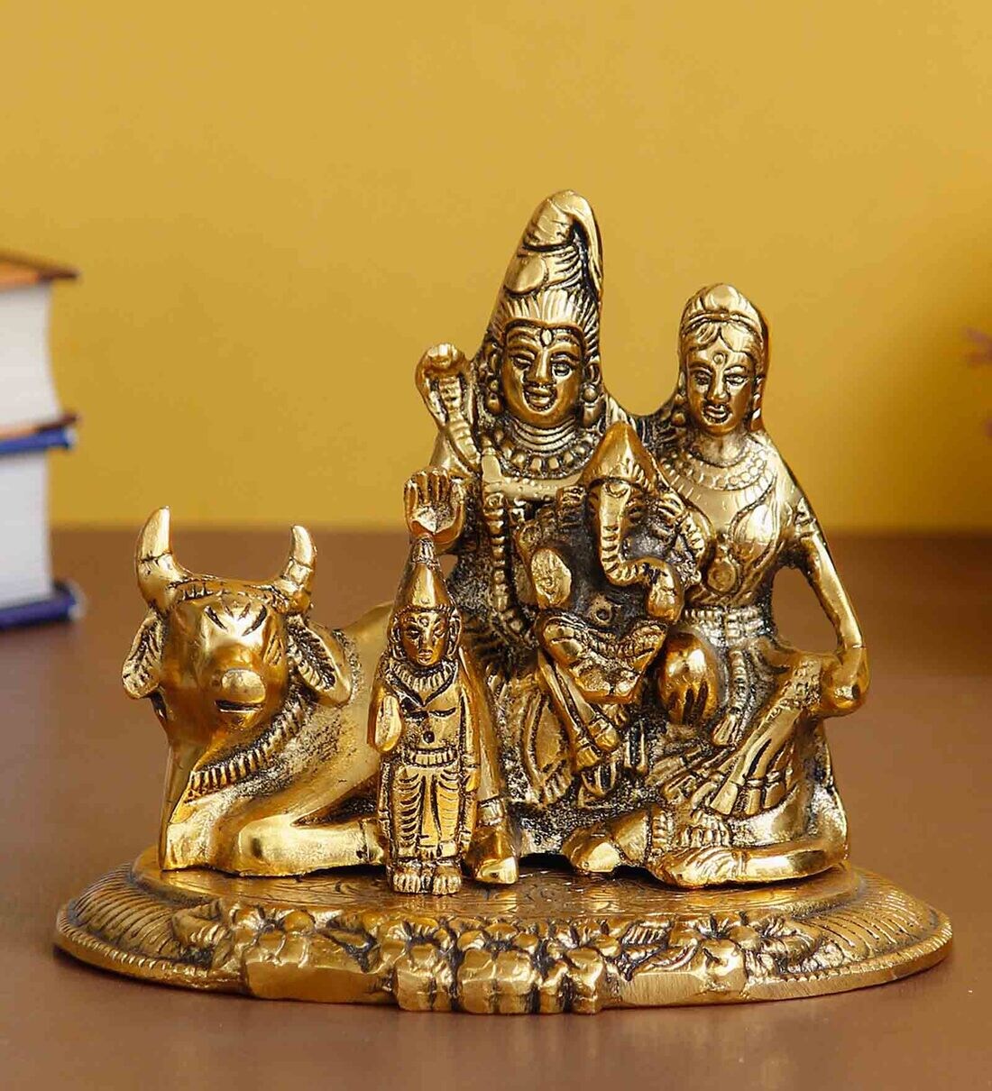 Buy Gold Metal Shiva Parvati Idol with Nandi by eCraftIndia at 31% OFF ...