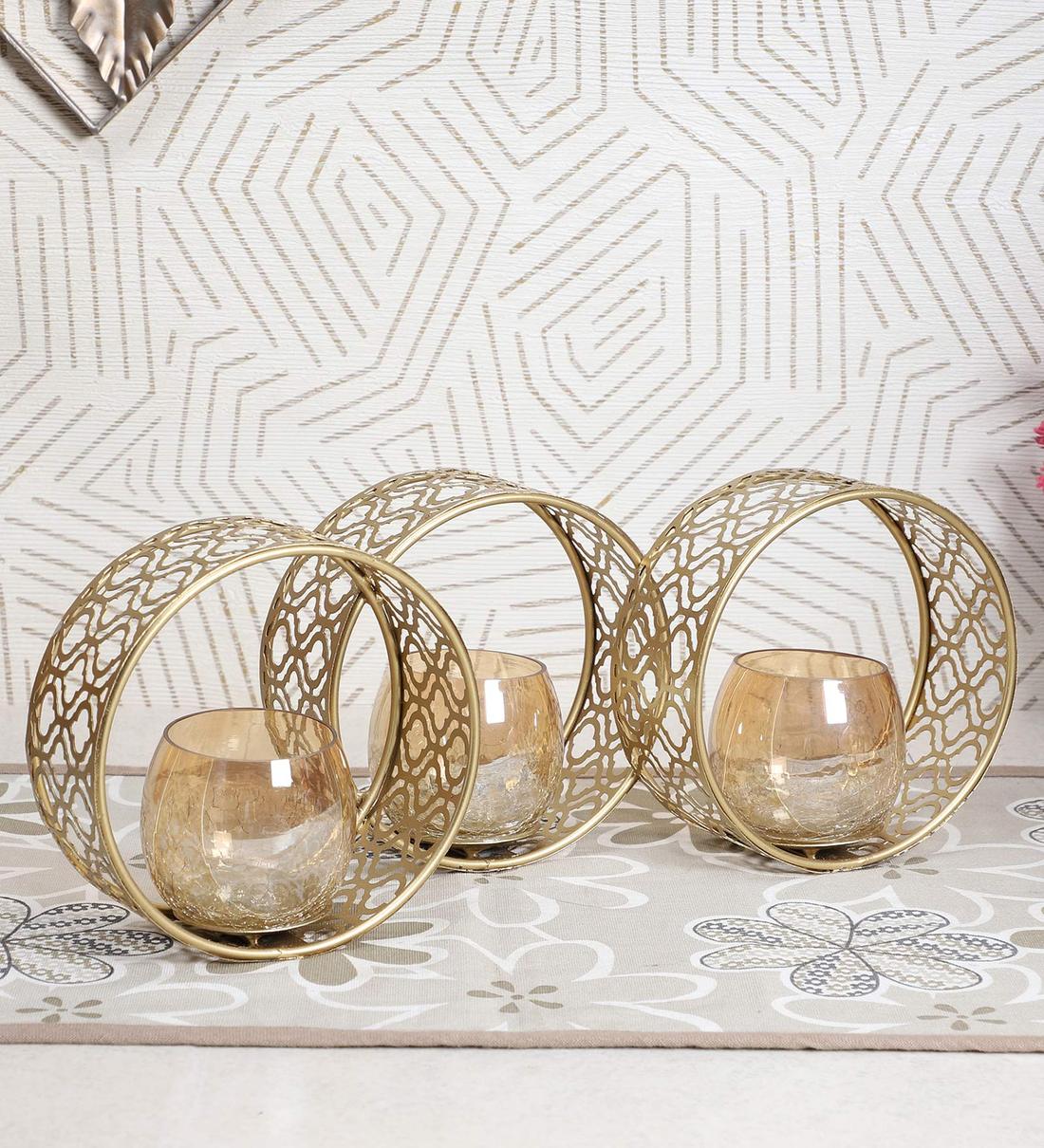 Buy Gold Metal Table Tea Light Holder by Global Glory Online - Table ...