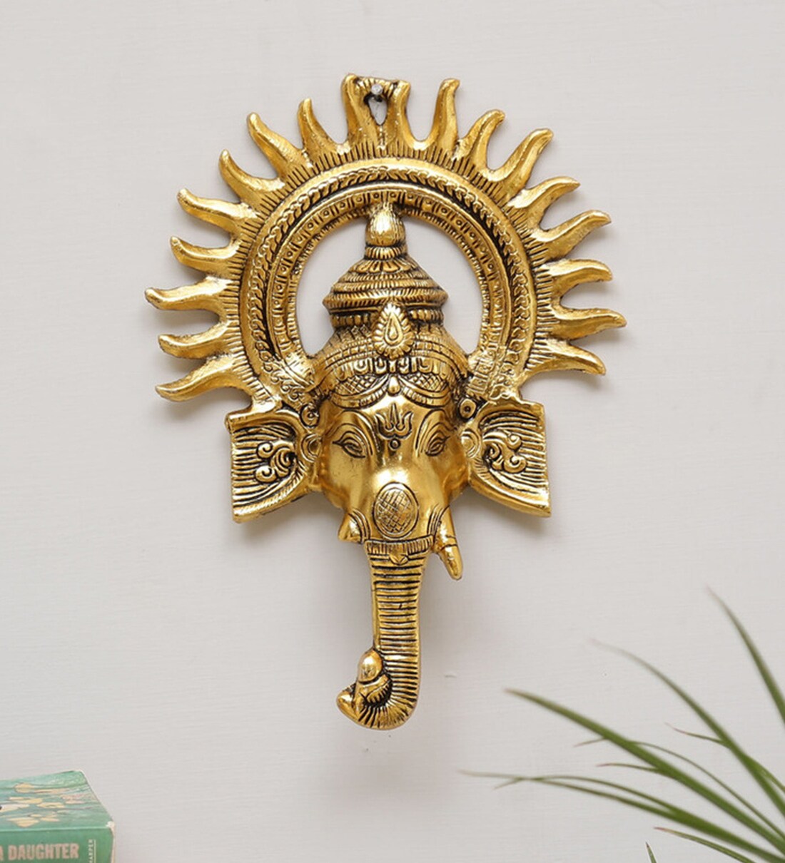 Stone Work White Metal Sun Ganesha Wall Hanging main image 0