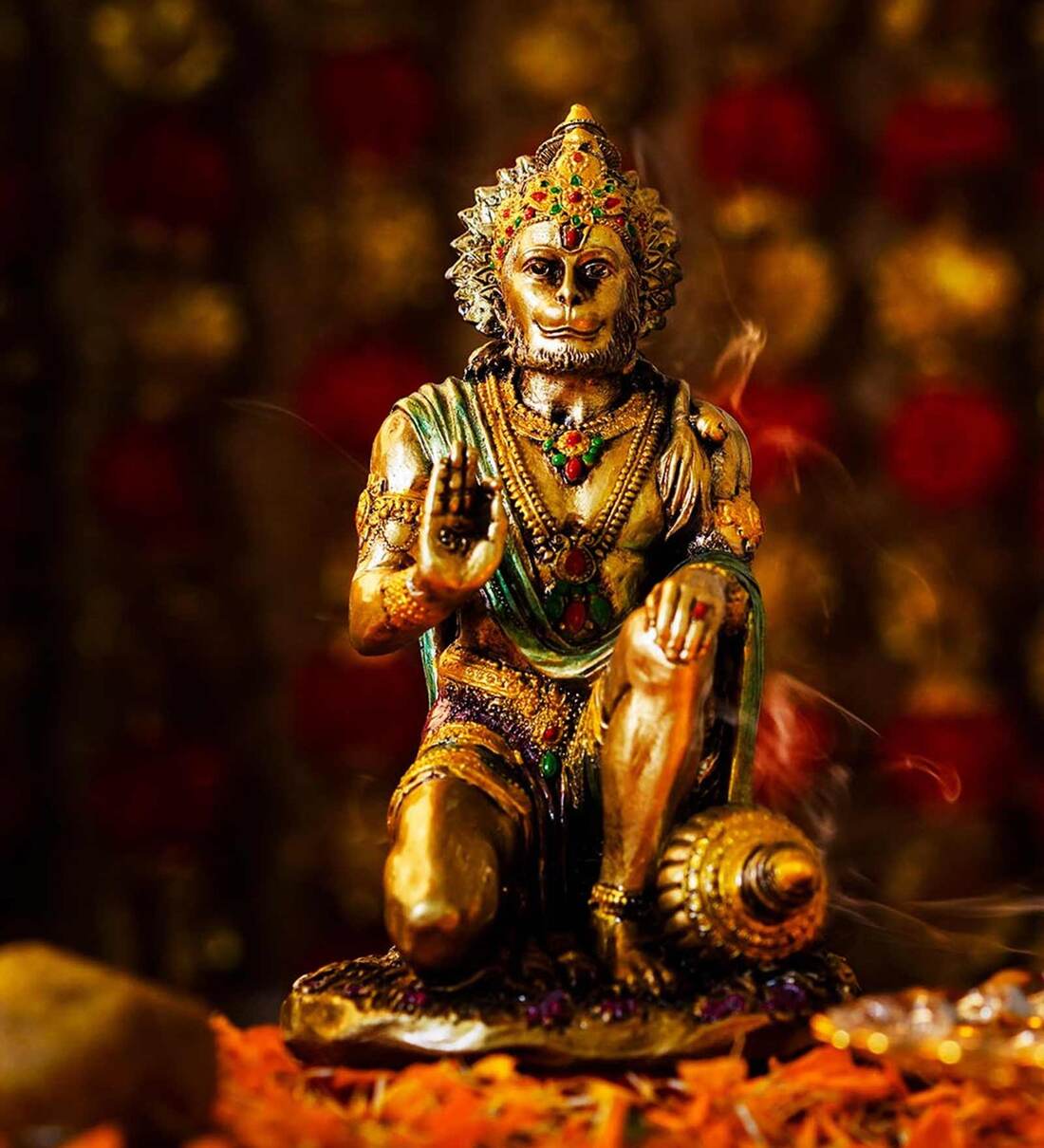 Buy Goldenen Green Polyresin 7 Inches Hanuman Idol Statue Online - Hanuman  - Religious Idols - Home Decor - Pepperfry Product