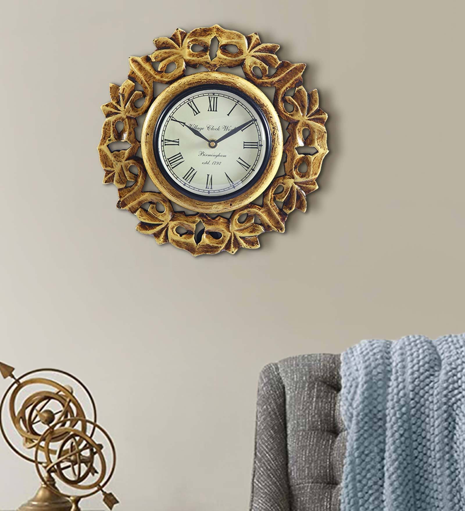 Buy Gold MDF Modern Wall Clock Online Modern Wall Clocks Decorative