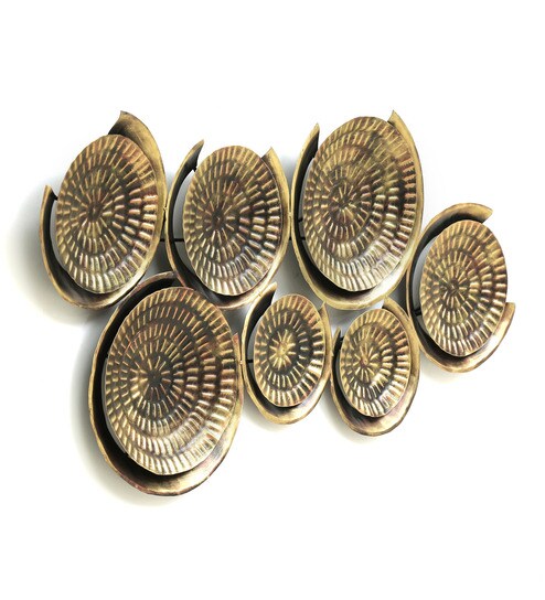 Buy Gold Metal 7 Decor Plates Wall Art By B K Exports Online