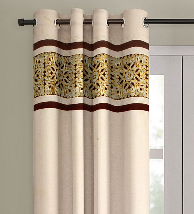 Buy Ivory Polyester 53 X 84 Inch Ribbon Circle Black Out Door