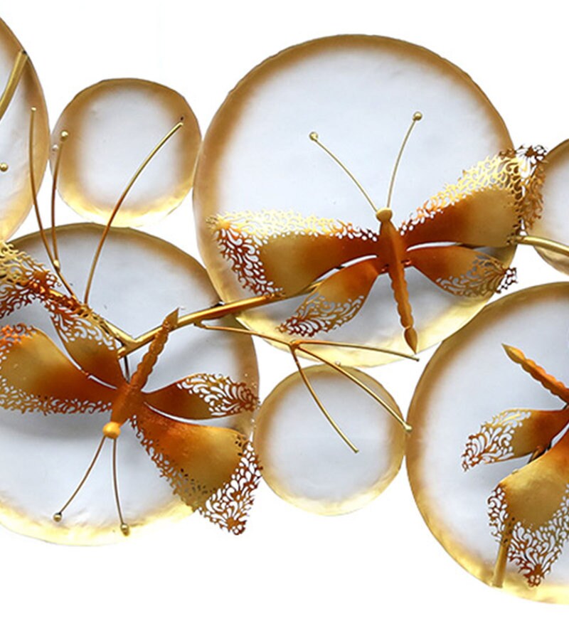 Buy Gold Metal Butterfly Wall Hanging By Malik Design Online Wildlife