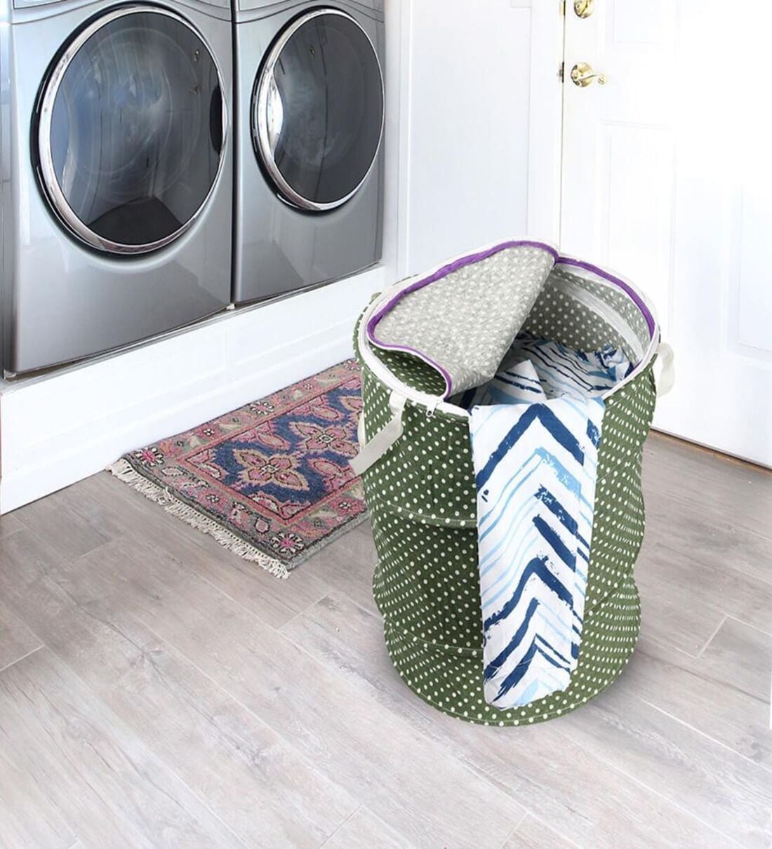 Green And Red Polka Dot Laundry Basket