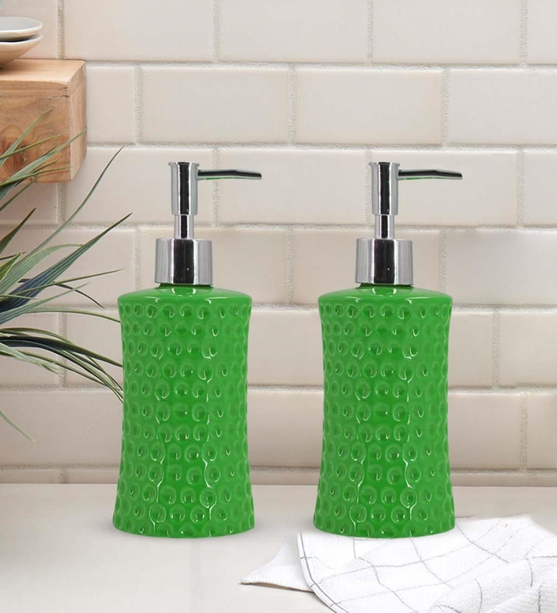 Buy Green 300 ml Ceramic Liquid Soap Dispenser (Set of 2) by Kookee at 20 OFF by Kookee Pepperfry