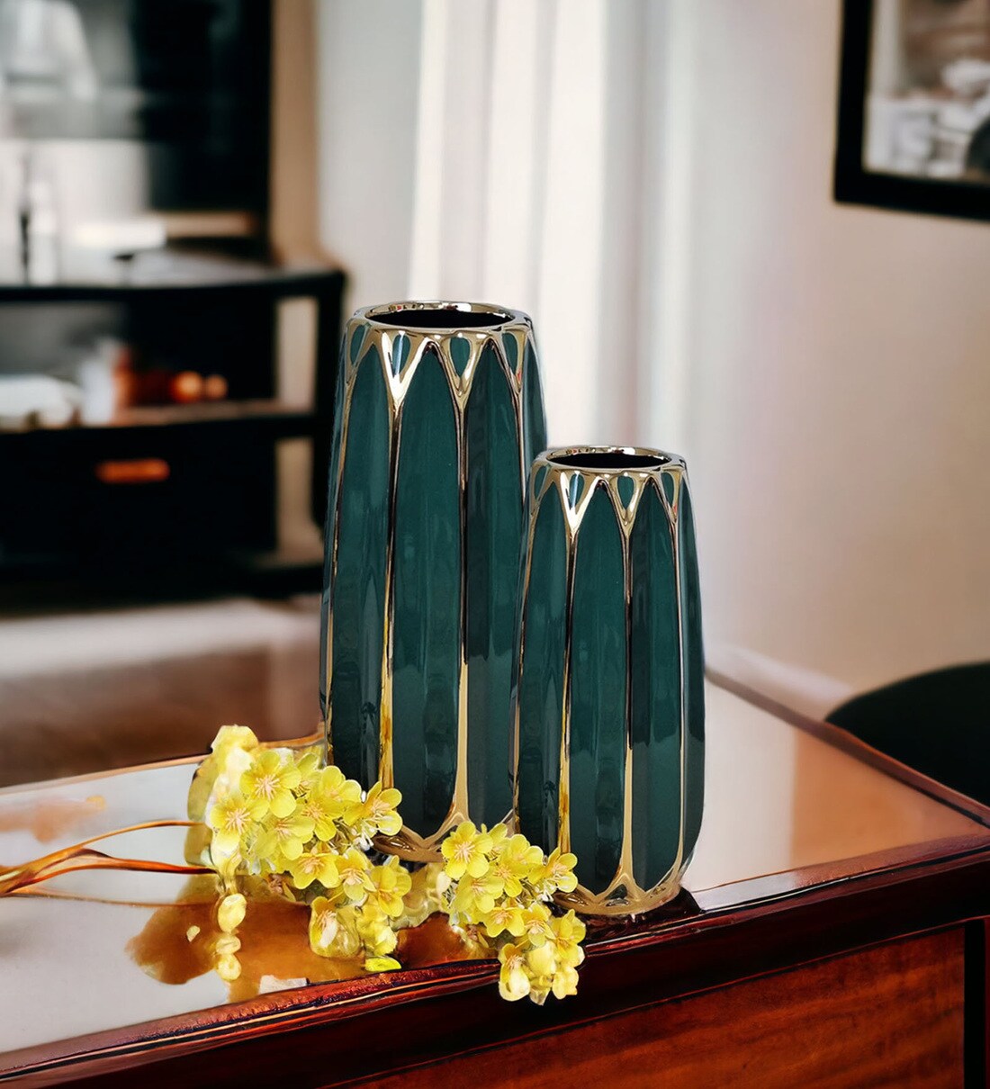 Buy Green Ceramic (Set of 2) Table Vases by Art Street at 72% OFF by ...