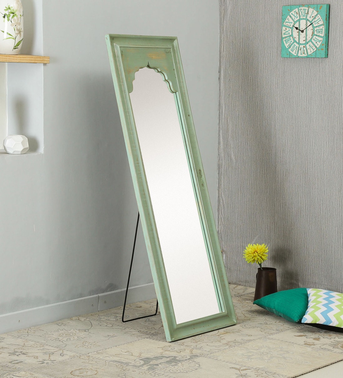 Buy Green Mango Wood Floor Mirror at 29 OFF by Artisans Rose Pepperfry