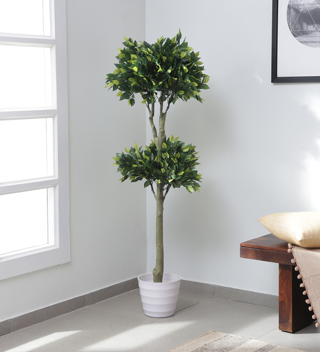 Buy Plastic Green Ficus Artifical Without Pot Artificial Plants at 48