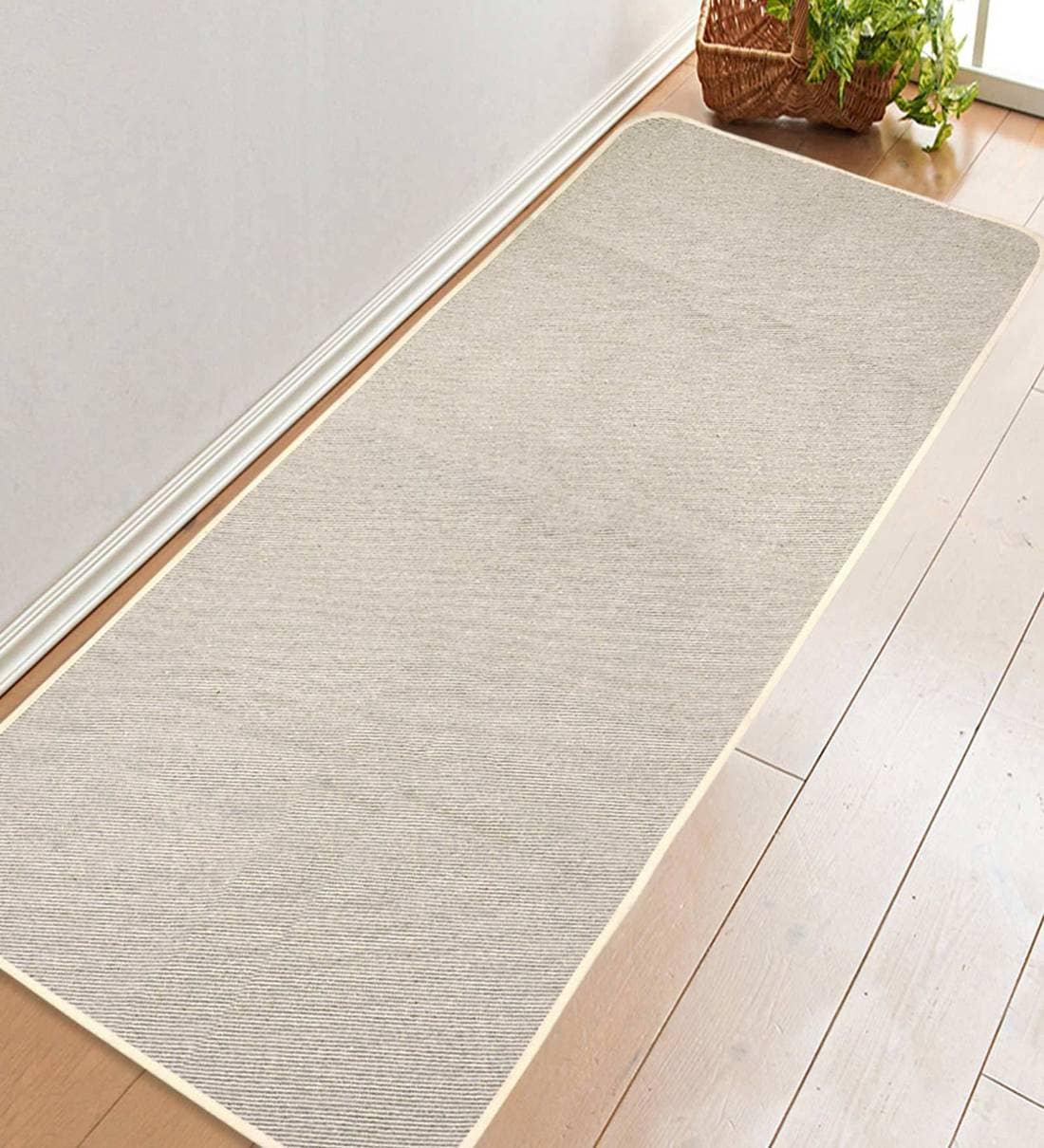 Buy Grey Cotton 71 x 24 Inches Machine Made Floor Runner by Saral Home Online Machine Made