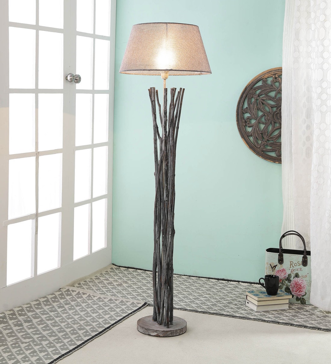 Buy Grey Jute Floor Lamp by Tu Casa Online e2 e2 WTF Deals Reg