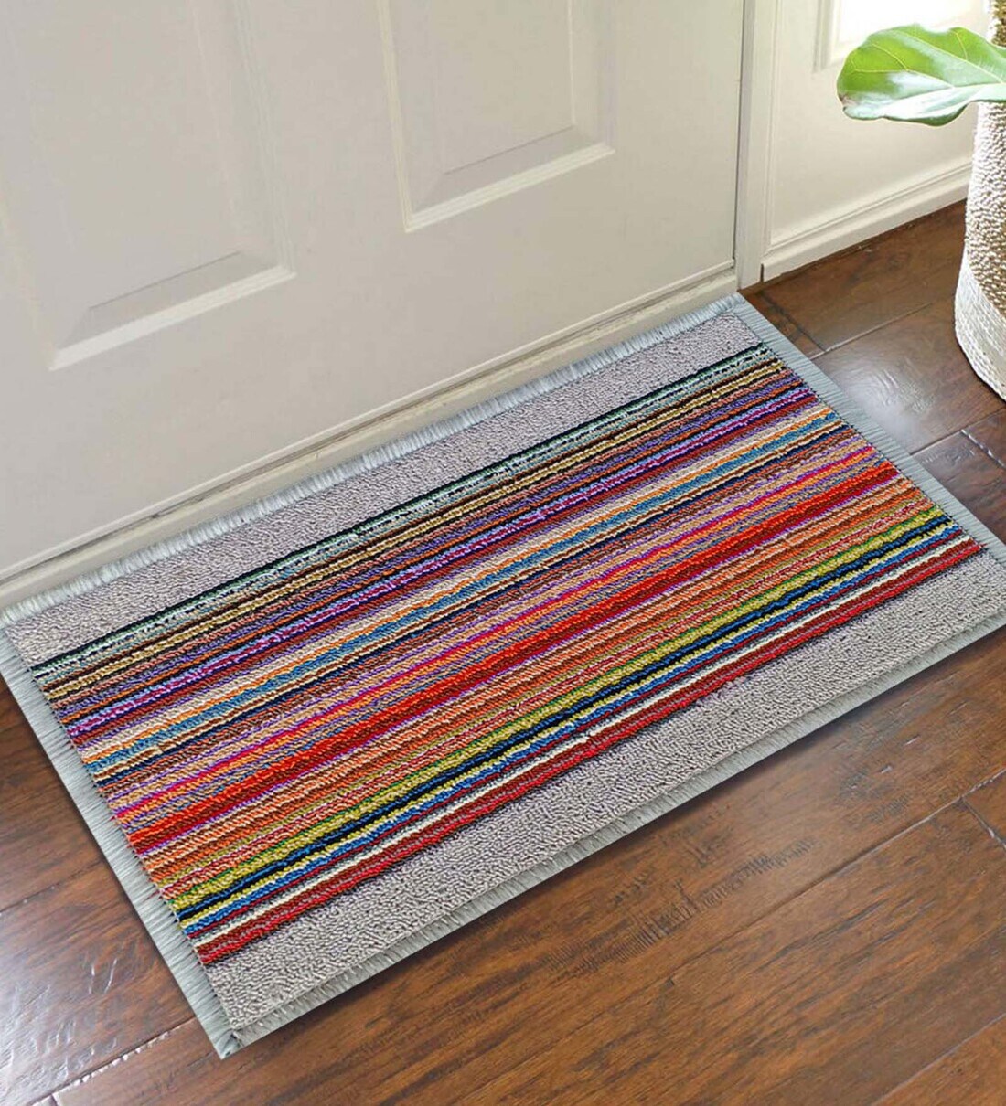 Multicolor Geometric Polyester 15 x 23 Inches Anti Skid Door Mat, By Status 