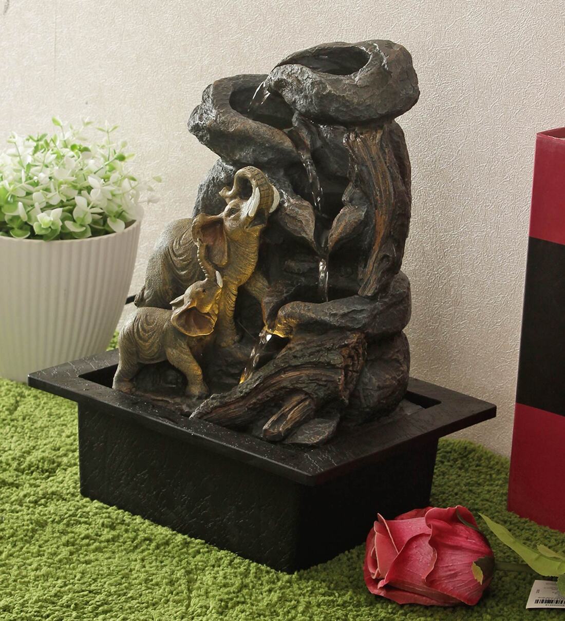 Buy Living Essence Grey Polyresin Elephant Indoor Water Fountain by Hometown Online Indoor