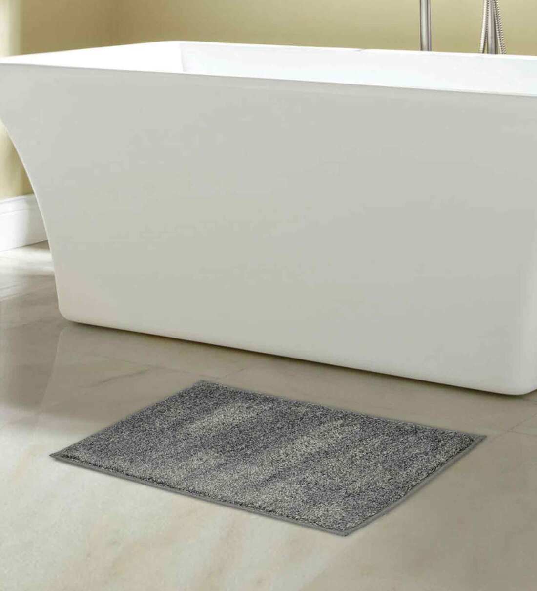Buy Grey Solid Polyester 24x16 Inches MaxAbsorbant Bath Mat by home Online Solid Colour Bath