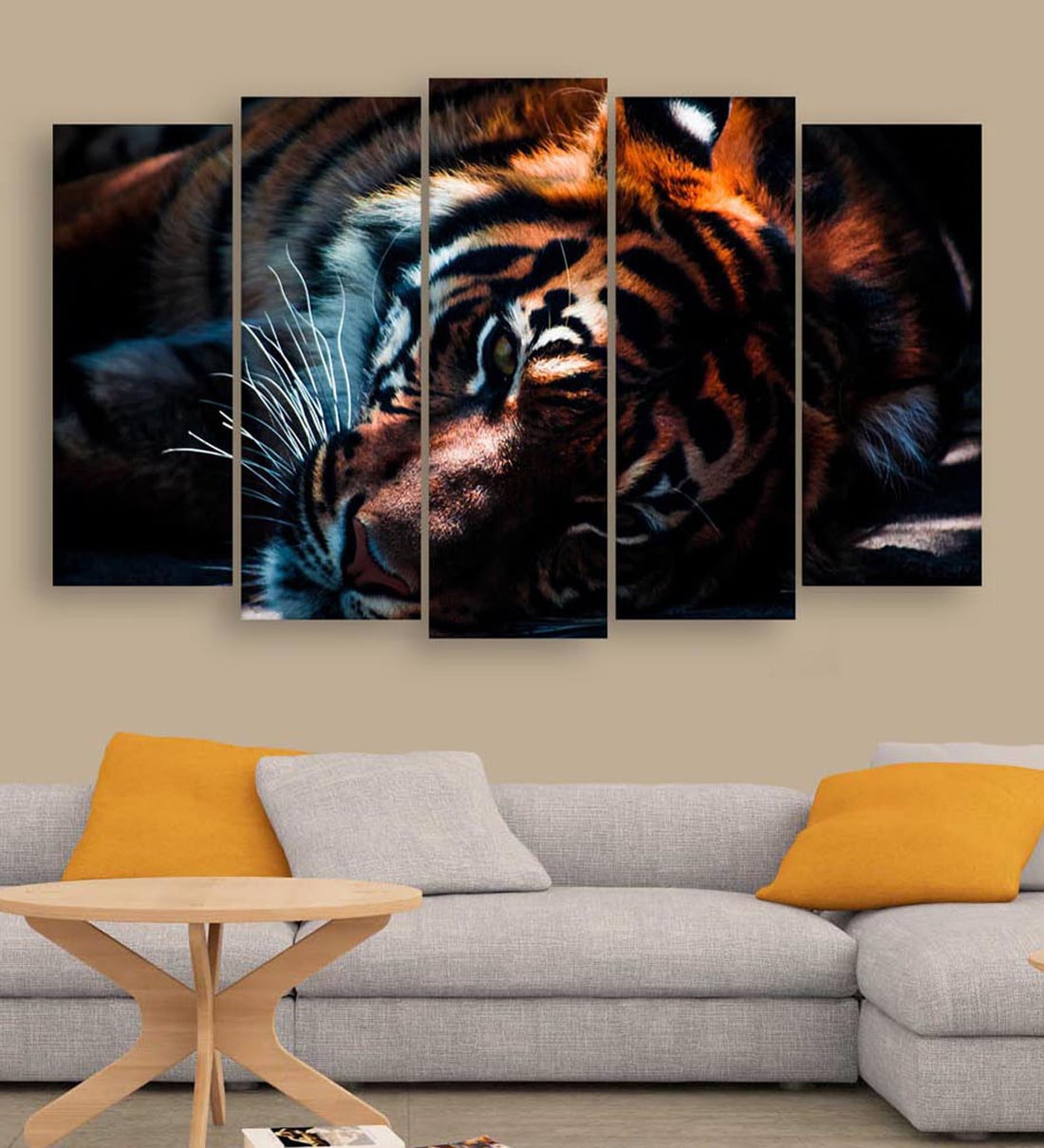 Buy Grey Wood Framed Wildlife Art Panel Set of 5 Online - Wildlife Art ...