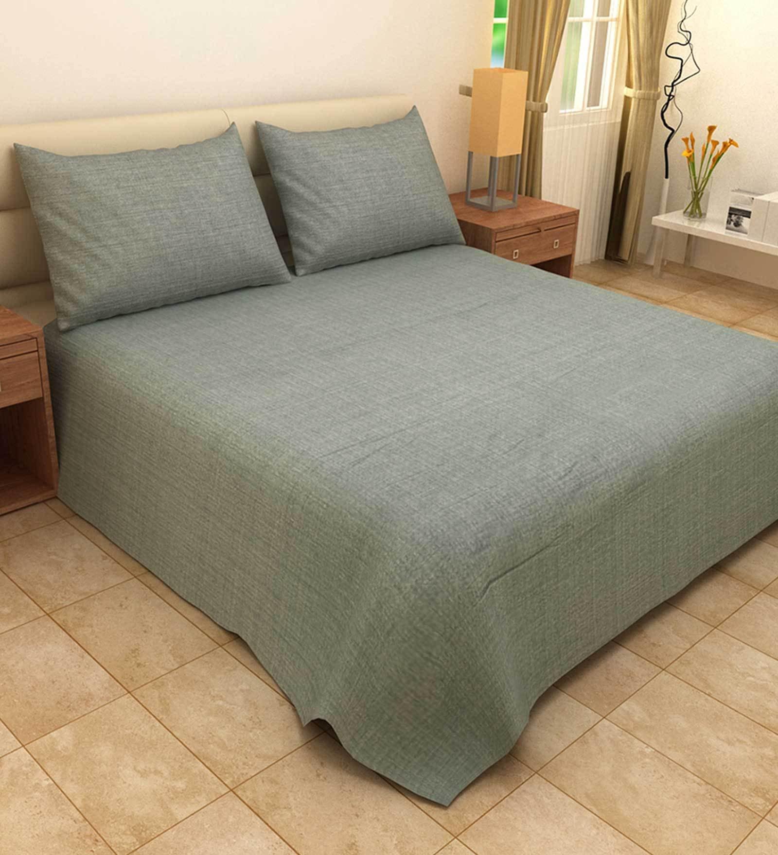Buy Cotton 300 TC Double Bed Cover with 2 Pillow Covers by Klotthe at