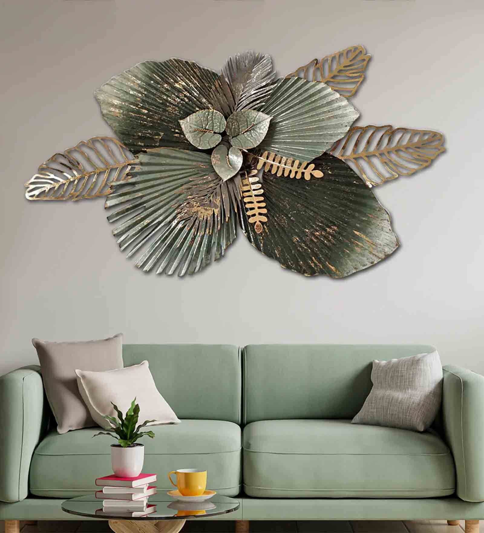 Buy Green Pearl Floral Metal Wall Art in Multicolour by Dekor Company