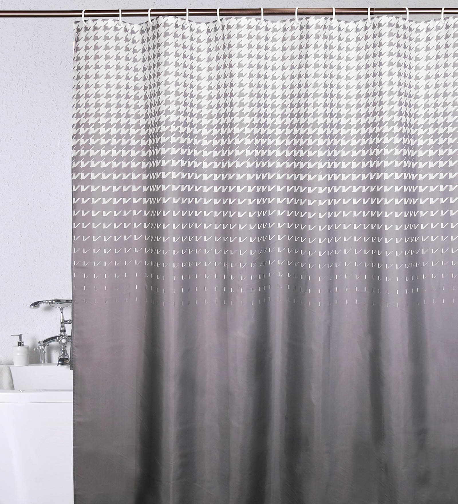 Buy Grey Shower Polyester 6 Ft Blackout Eyelet Shower Curtain by