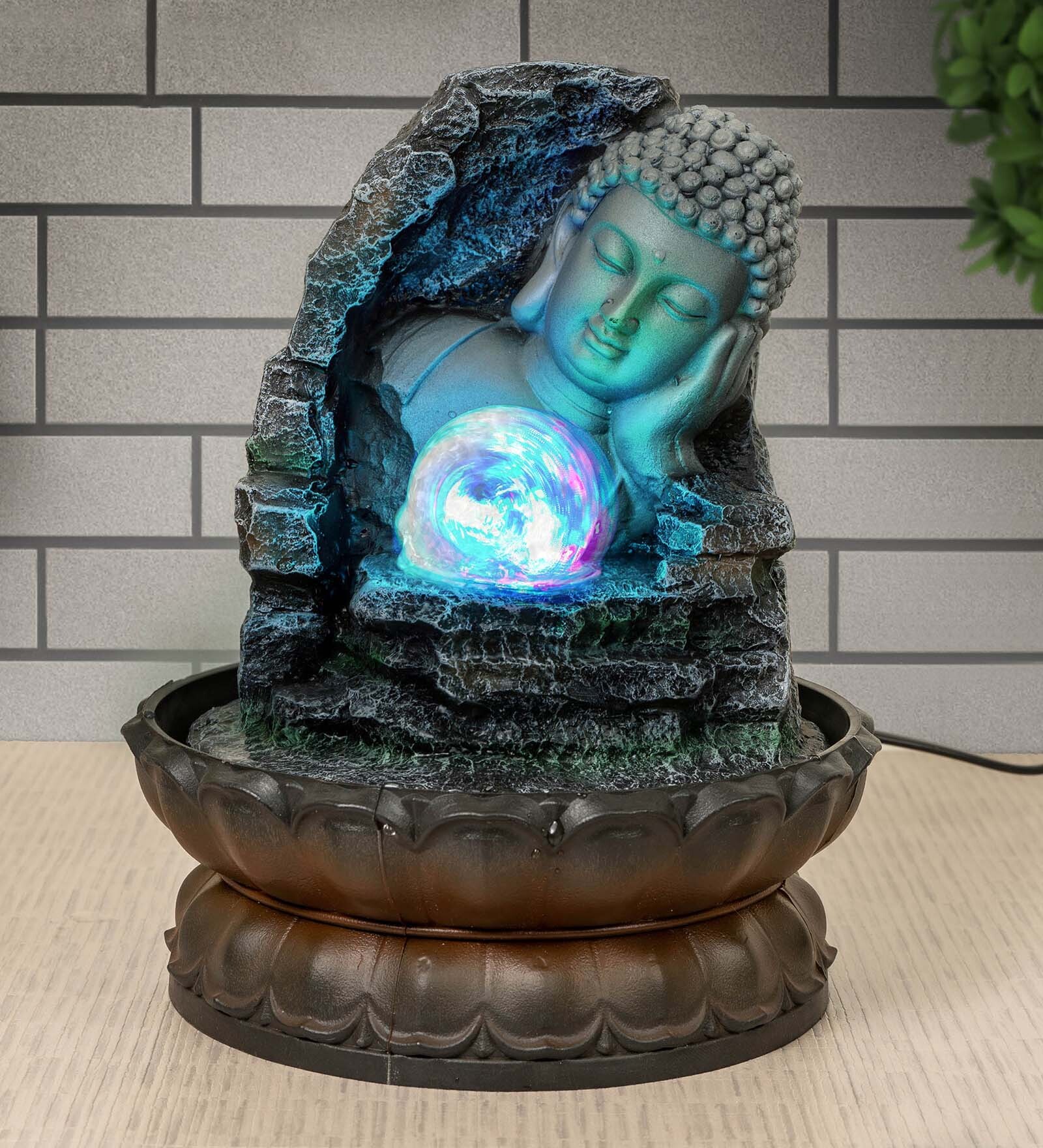 Buy Grey Polyresin Buddha Statue Indoor Water Fountain Online Indoor