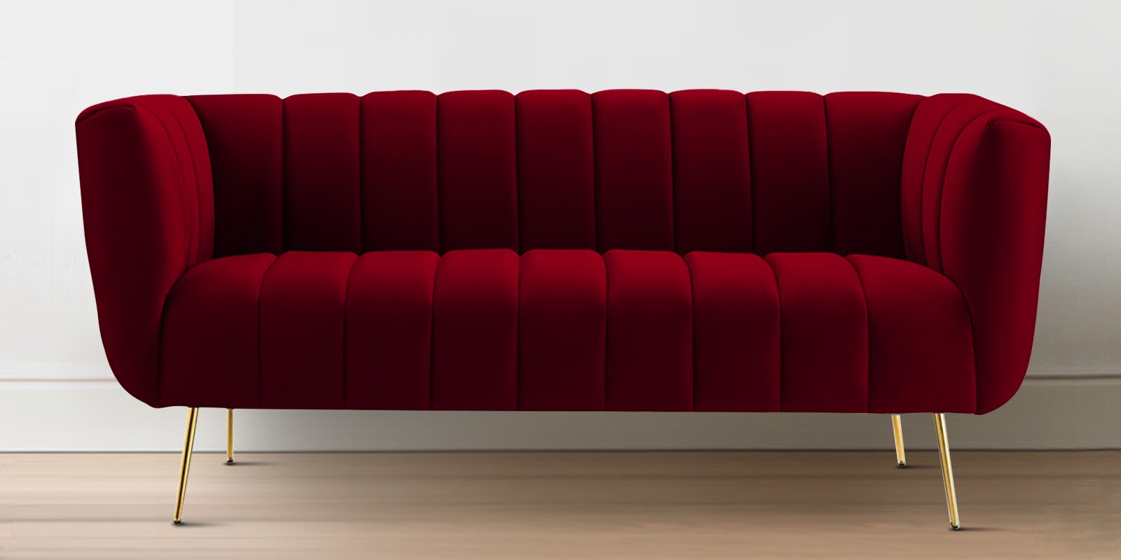 Buy Grace Velvet 2 Seater Sofa In Maroon Colour at 33 OFF by Home
