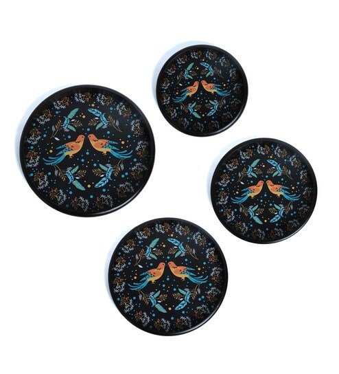 Buy Green Wood Decorative Wall Plate Set Of 4 By Crayton Online