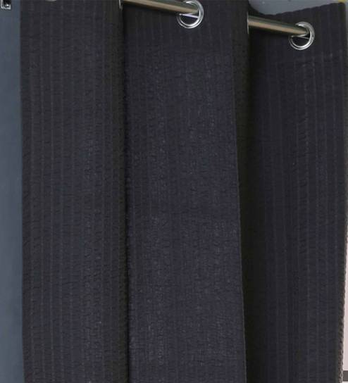Buy Grey Blackout Cotton 7 Feet Eyelet Door Curtain By Solaj