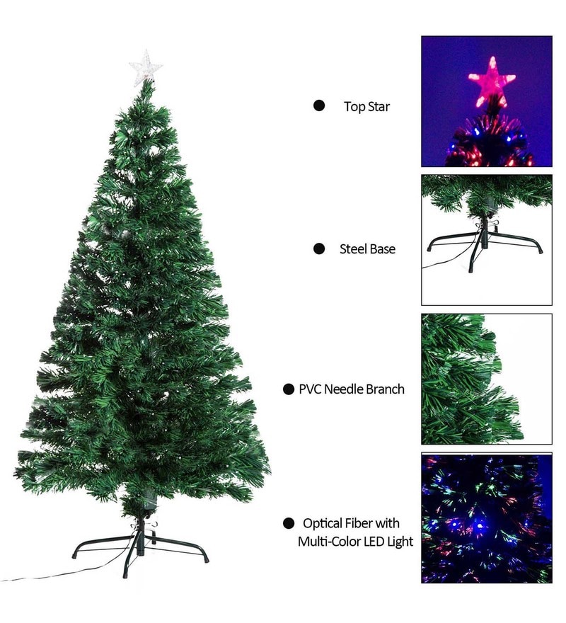 Green Fibre Optic 6 Ft Tall Christmas Tree With Light Settings By Tallenge