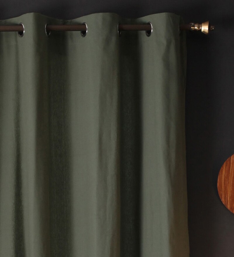 Buy Red Wood Cotton 108 X 54 Inch Plain Long Door Curtain With 8