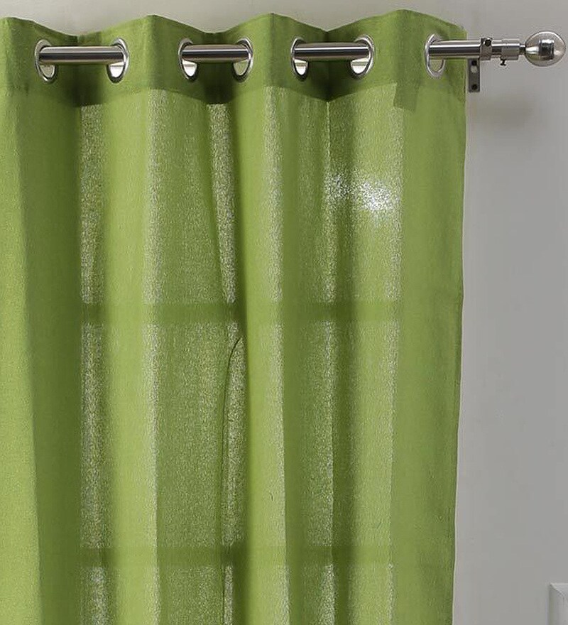 Buy Green Cotton 56 X 84 Inch Ticking Stripes Door Curtain By Blue