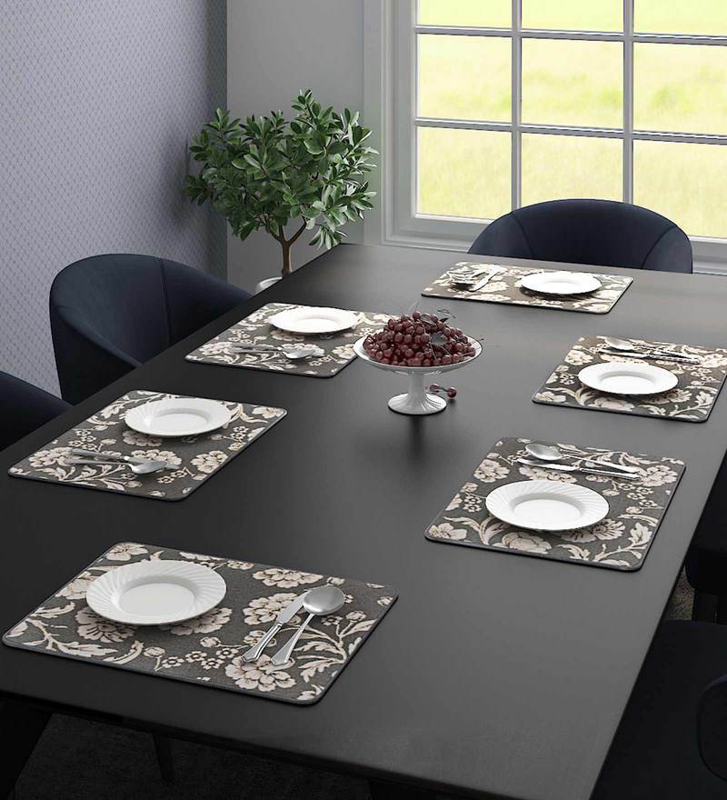 Story Home Grey Pvc Alice Dining Mats Set Of 4 By Story Home