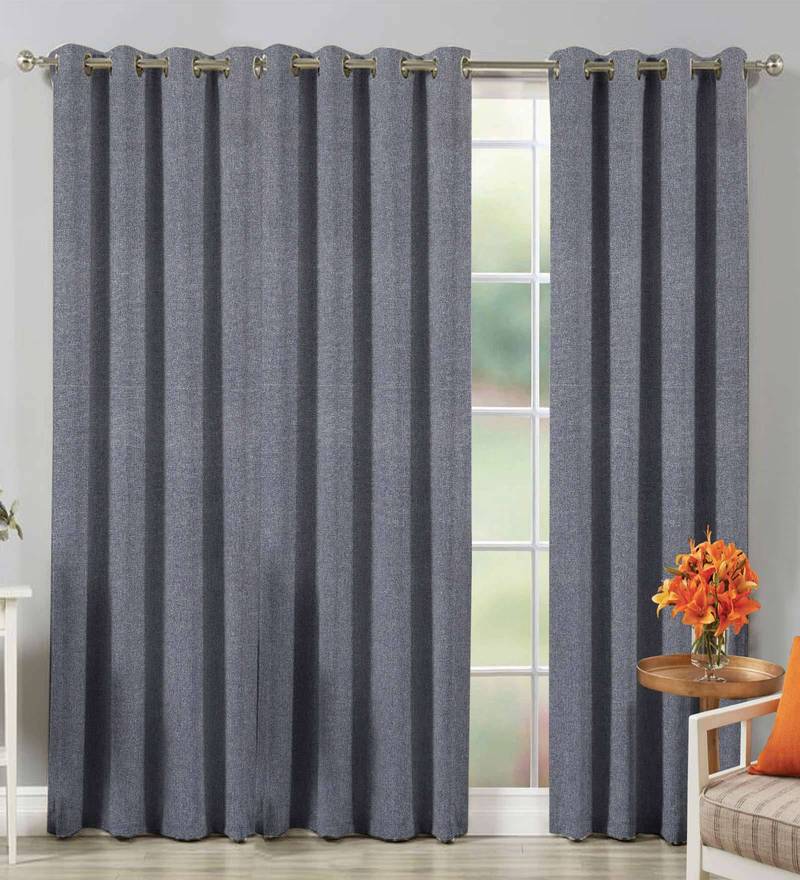 Buy Terracotta Polyester 46 X 90 Inch Jacquard Eyelet Door Curtain