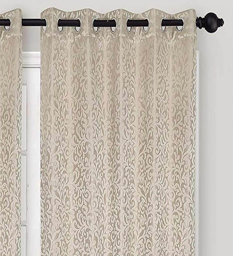 Skipper Beige Chevron Tabtop Door Curtains By Skipper Online