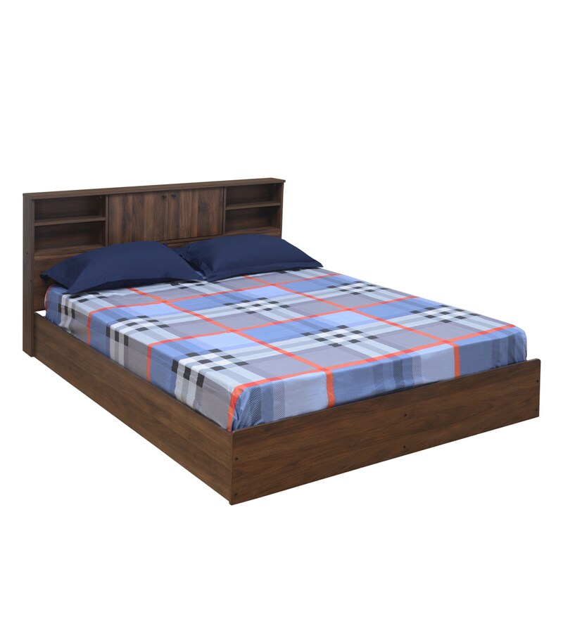Buy Gunner Queen Size Bed with Storage in Wenge Finish by home Online